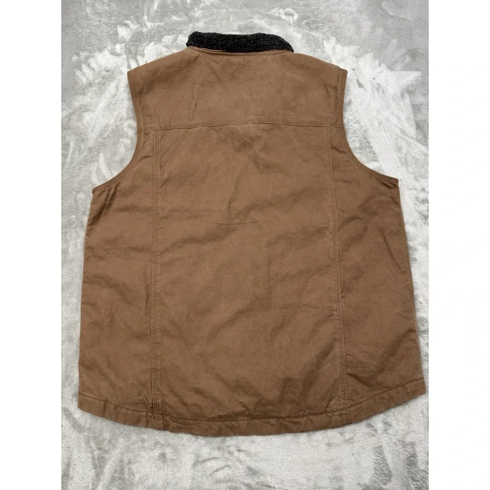 Dri Duck Vest Mens Large Brown Canvas Sherpa Quilted Full Zip Workwear Utility